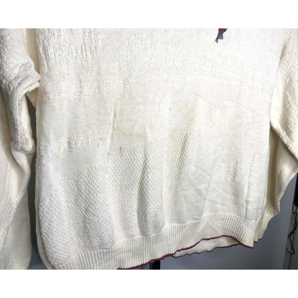 VTG Isle of Cotton Sweater Mens XL Textured Knit V Neck Pullover USA golf thrash - Picture 5 of 10